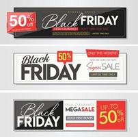 super oferta de viernes negro colección de banners modernos negros y rojos vector