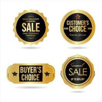 Collection of golden badges and labels retro super sale style vector