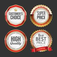 Collection of gold and red super sale badges and labels vector