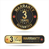 warranty guaranteed gold and black  labels on white background vector