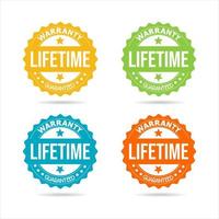 Collection of colorful badge warranty guaranteed vector