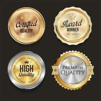 Collection of gold silver and bronze metallic badges vector
