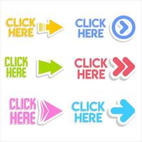 Click here button with hand pointer clicking vector
