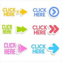 Click here button with hand pointer clicking vector