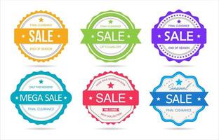 Collection of colorful badges and labels modern super sale style vector