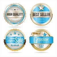 Collection of silver and gold badges on white background vector