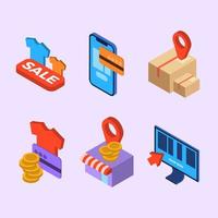 Isometric Online Shopping Element Collection vector
