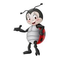 Cartoon ladybug presenting vector