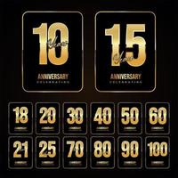 Gold and black anniversary banner collection vector