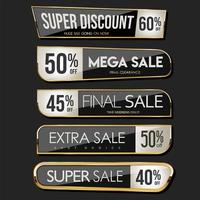 Collection of golden sale badge and labels vector