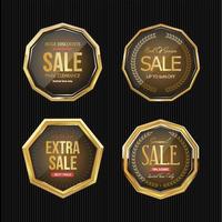 Collection of golden sale badges and labels retro style vector