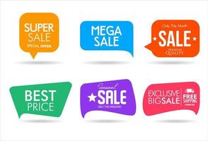 Collection of colorful badges and labels modern super sale style vector