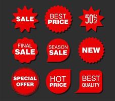 Collection of red badges and labels modern super sale style vector