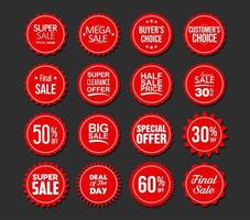 Collection of red badges and labels modern super sale style vector