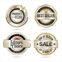 Collection of silver and gold badges on white background vector