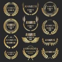 Collection of golden laurel wreaths award nominations vector