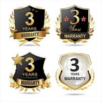 Collection of warranty guaranteed gold and black  labels on white background vector