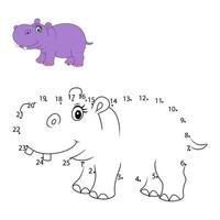 Connect the number to draw the hippo educational game for children vector