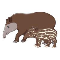 madre y bebé tapir vector