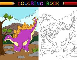 libro para colorear de estegosaurio de dibujos animados vector