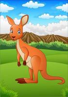 Cartoon kangaroo in Australian outback vector