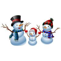 Set of cartoon snowman vector