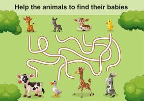 Help the animals to find theirs babies vector