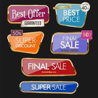 Collection of golden sale badge and labels vector