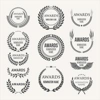 Collection of black laurel wreaths award nominations vector