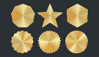 Collection of different shapes golden  badges stickers and tags vector