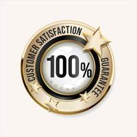 Customer satisfaction guaranteed hundred percent golden badge vector