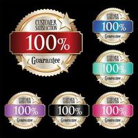 Collection of hundred percent satisfaction guarantee highly recommended multicolor badges vector