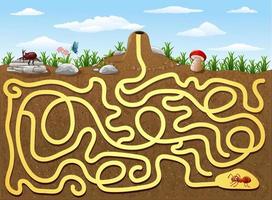 Help red ant to find way out from underground maze vector