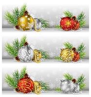 Christmas background with pine cone, ball and fir vector