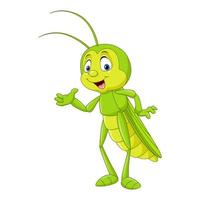 Cartoon grasshopper presenting vector