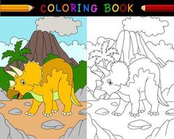 libro para colorear triceratops de dibujos animados vector