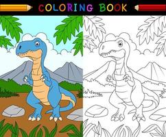 libro para colorear tiranosaurio de dibujos animados vector