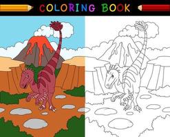 Cartoon velociraptor coloring book vector