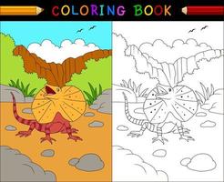 Cartoon frilled lizard coloring book, Australian animals series