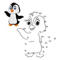 Connect the number to draw the penguin educational game for children vector