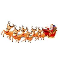 Santa Claus rides reindeer sleigh on Christmas vector