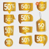 Collection of golden badges and labels retro super sale style vector