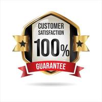 Customer satisfaction guaranteed hundred percent golden badge vector