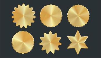 Collection of different shapes golden  badges stickers and tags vector