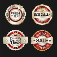 Collection of silver and gold badges on white background vector