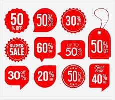 Modern red sale banners and labels collection vector