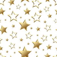 Glossy gold star seamless background on white background vector