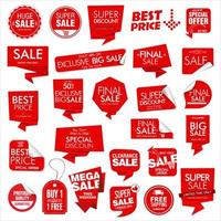 Collection of Modern sale red banners and labels vector