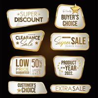 colección de insignias y etiquetas doradas de súper venta vector