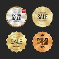 Collection of golden and silver badges and labels different shapes vector